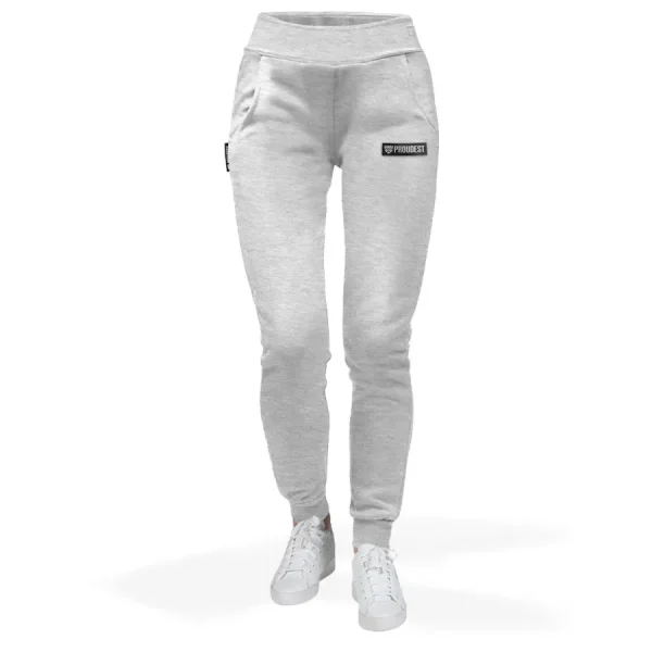 Spodnie Damskie Slim Light Gray Melange-Proudest Sale
